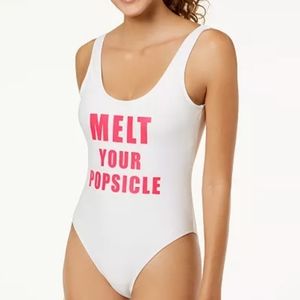 California Waves Juniors' Graphic One-Piece Swimsuit, white, size XL